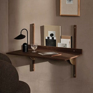 Sector Veggmontert skrivebord - Smoked Oak/Brass