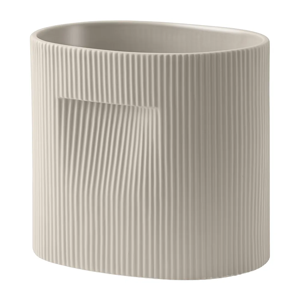 Ridge potte H: 24 cm - Beige