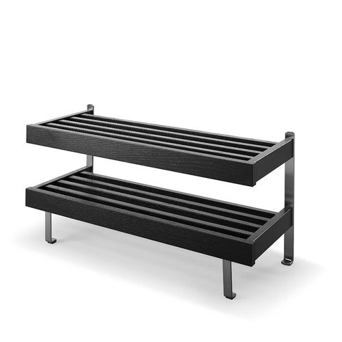 Nadja skohylle 80 cm svartbeiset eik/grunnstål