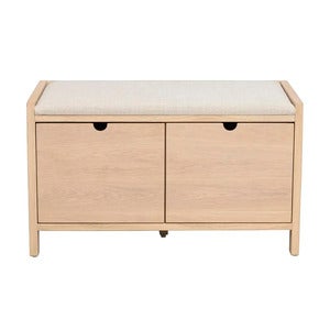 Hillmond oppbevaringsbenk 80 cm hvitpigmentert eik/beige stoff