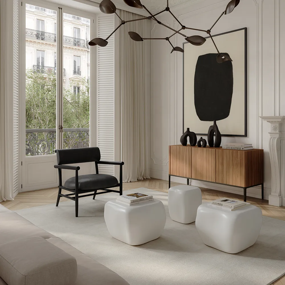  Nama Lounge lenestol - Anilinskinn svart