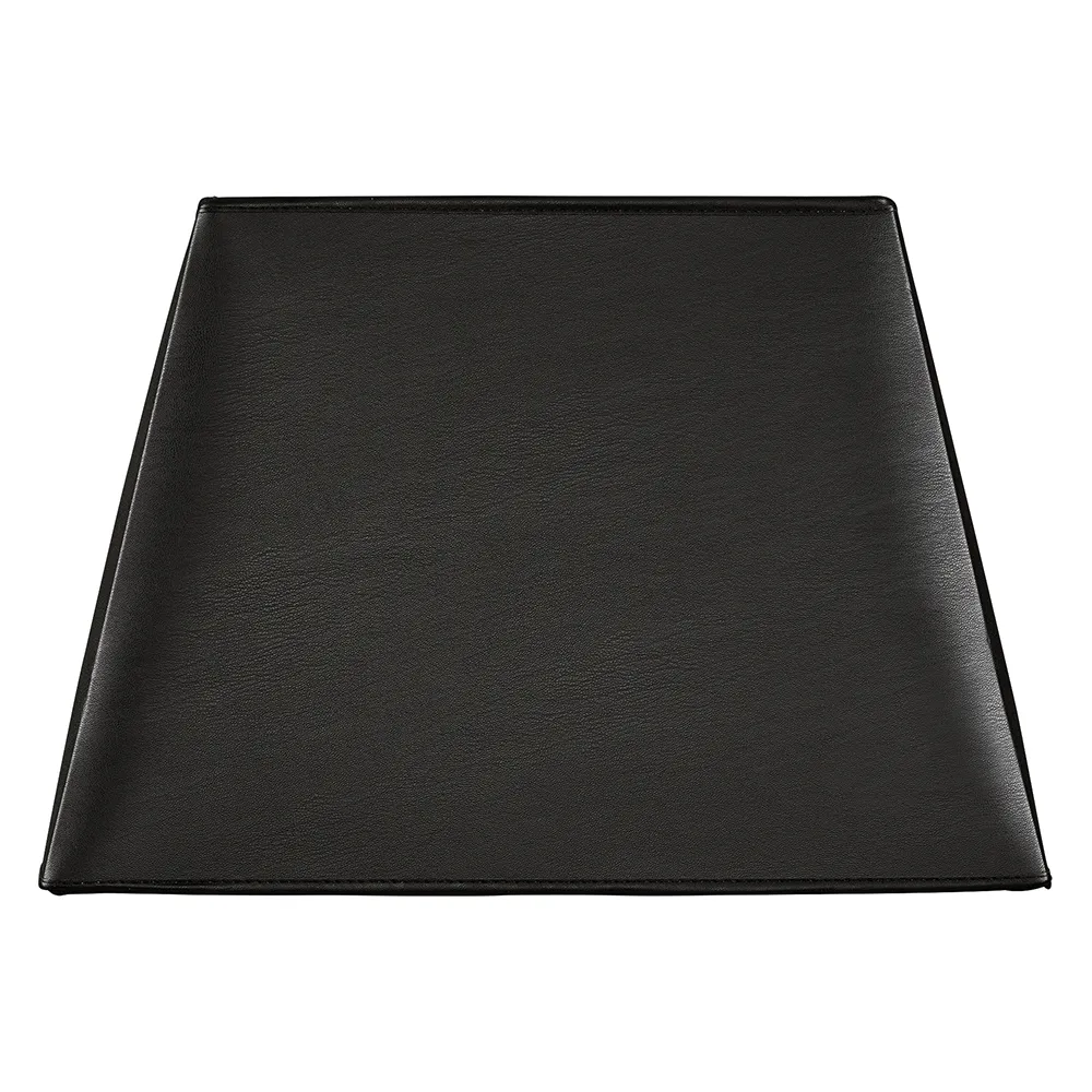 Lampeskjerm Square Black Leather Artwood