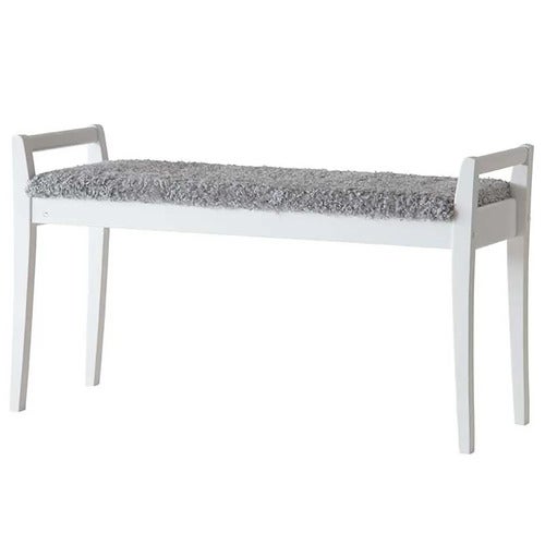 Meja Bench Hvitlakkert bjørk/skinnlook Lys grå