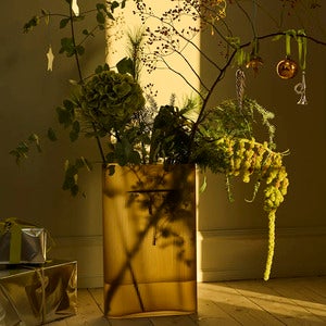 Ridge Vase H: 35 cm Light Blue Frosted