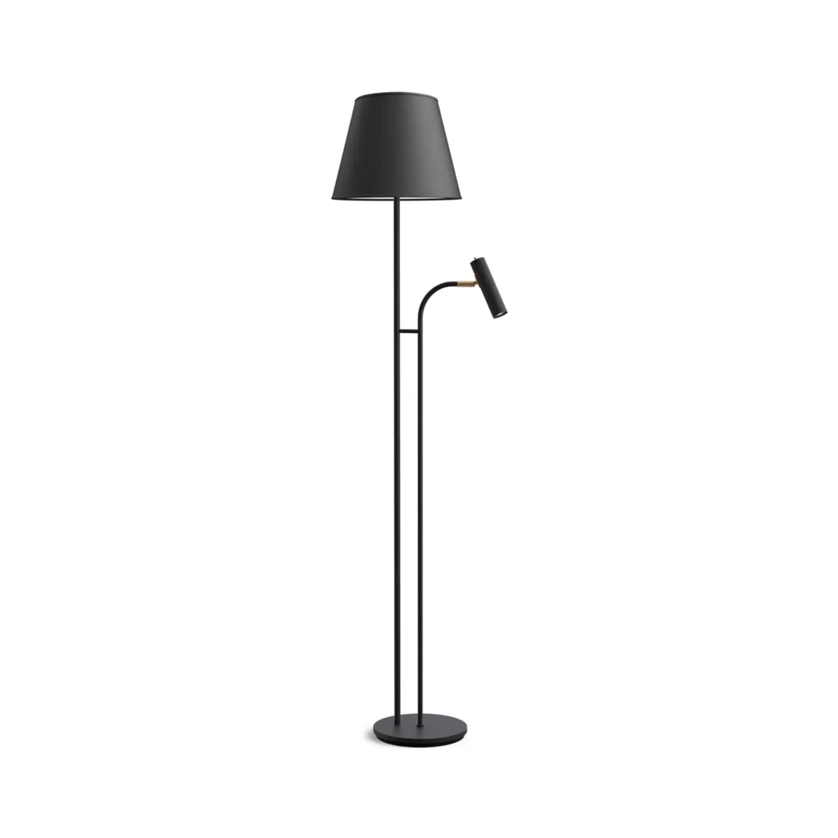 Slender gulvlampe E27+GU10 metall svart struktur/messing