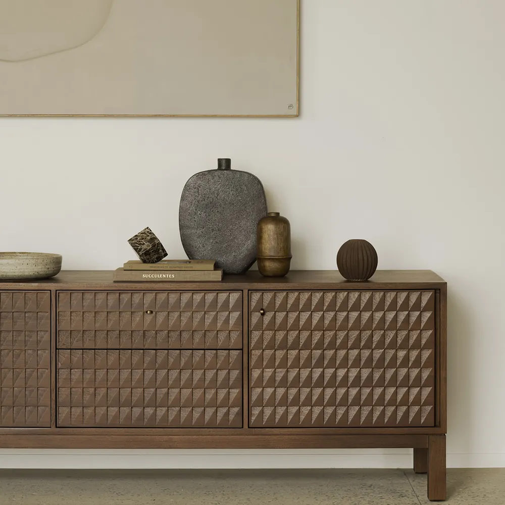 TV-benk i teak Sono Light Brown L212 cm