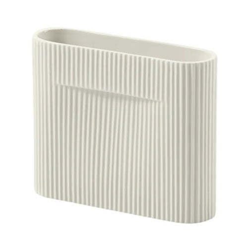 Ridge Vase H: 16,5 cm Off White