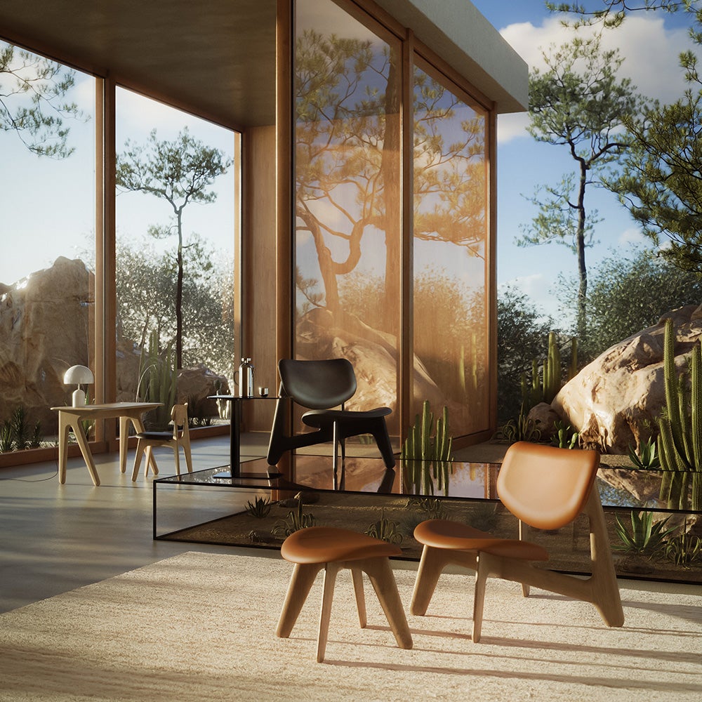 Slab loungestol svart skinn