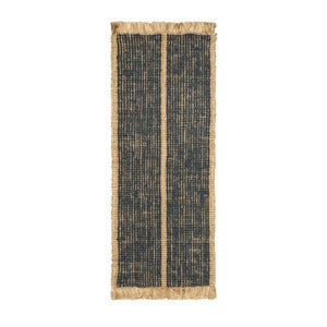Athens håndvevd jute-teppe 80x200 cm- Natural/Ink Blu