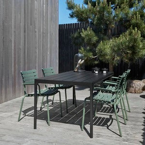 Fire spisebord 160x90 cm svart aluminium