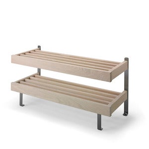 Nadja Skohylle 80 cm Hvitoljet eik/slipte stålplater