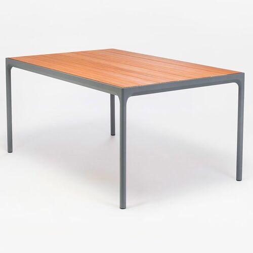 Fire spisebord 160x90 cm grå/bambus aluminium