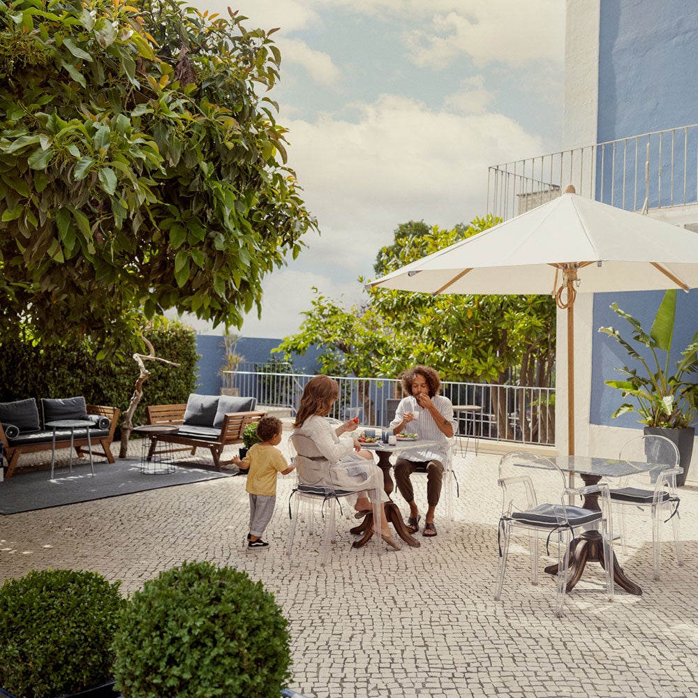 Teakwood parasoll 330x330 cm Kat.5 665 Chrome