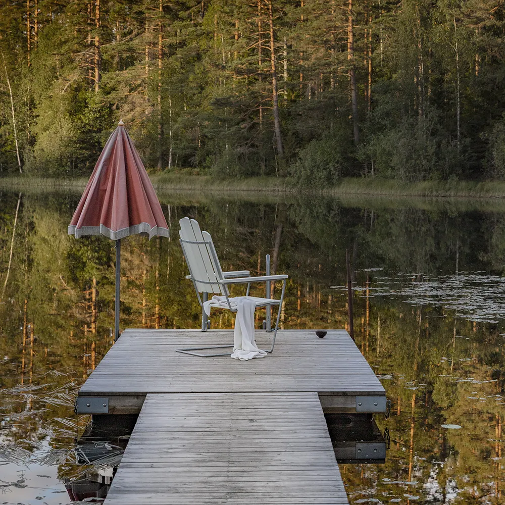A3 solstol hvitlakkert eik/varmforsinket Stativ Grythyttan Stålmöbler