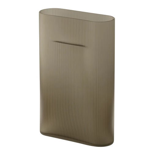 Ridge Vase H: 35 cm Taupe Frosted