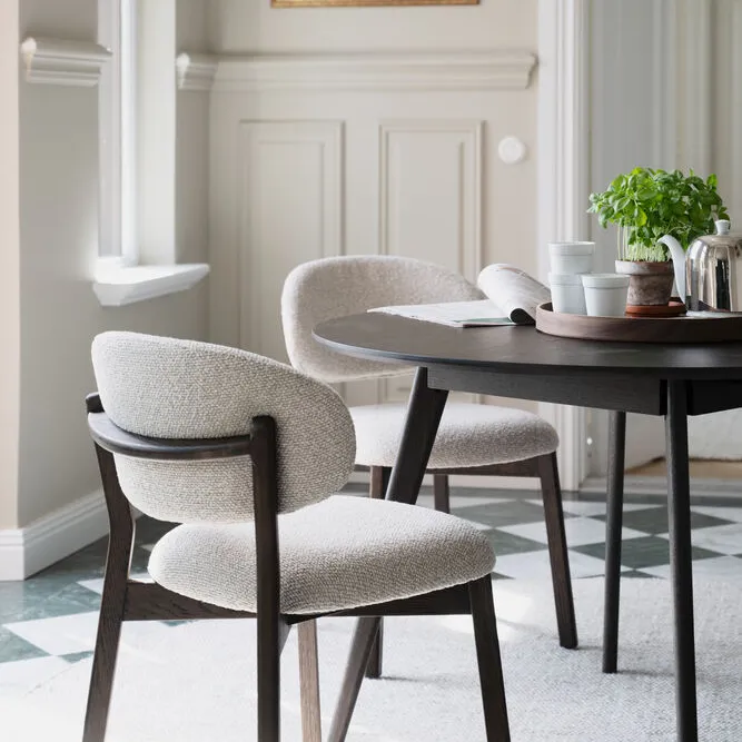 Patterson stol beige stoff / brun eik