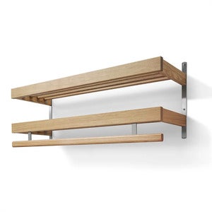 Nadja Hattehylle 100 cm 2 nivåer Oljet eik/slipte stål