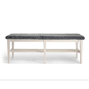 Nadja Bench 130 cm Hvitoljet ask/safeskinn Lysegrå