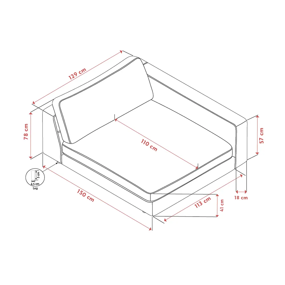 Duncan chaiselong høyre stoff Robin lysegrå