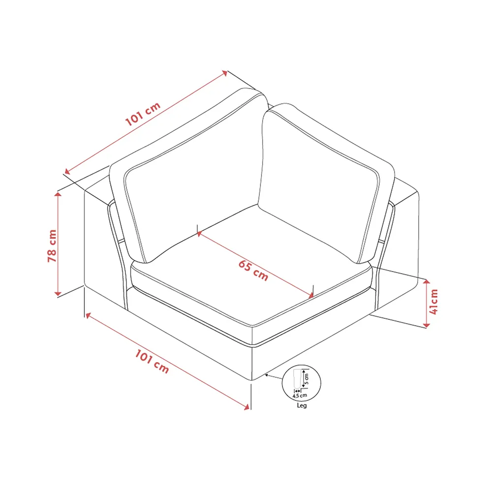 Duncan hjørnemodul stoff Robin lysegrå