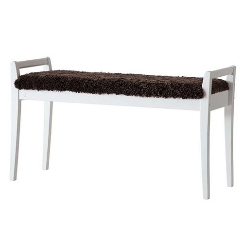 Meja Bench Hvitlakkert bjørk/safeskinn brun