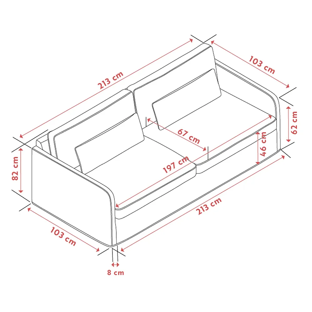 Peyton sofa 3-seter stoff Ursula beige