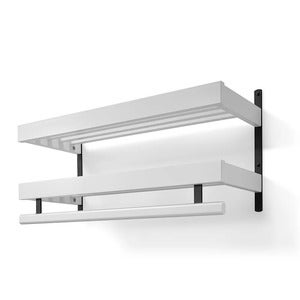 Nadja Hattehylle 80 cm 2 nivåer Hvitlakkert bjørk/mattsvart stål