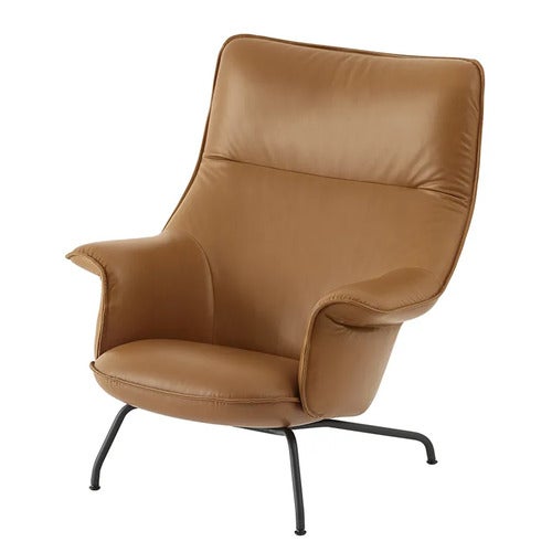 Doze Lounge Chair High Back Tube Base - Refine Leather Cognac Anthracit