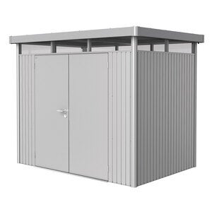 Highline hagebod med dobbel dør størrelse h2 metallic sølv Biohort