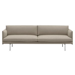Outline Sofa 3-Seater - Polished Aluminum Base - Ecriture 240 Polished