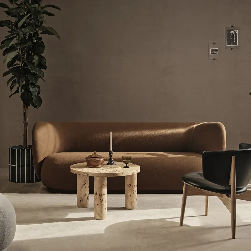 Post Salongbord Ø65 cm - Poplar Burl Veneer