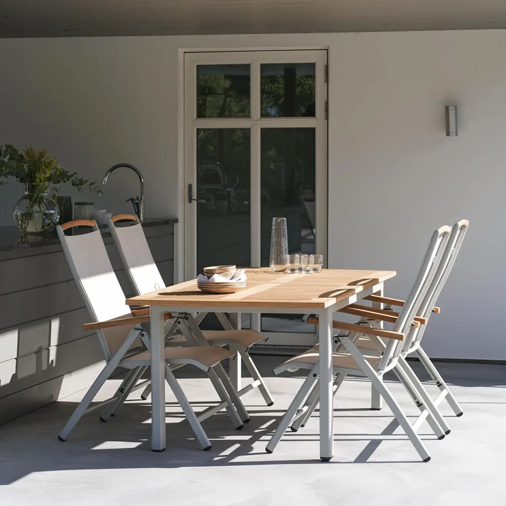 Lyon Spisebord 92 X 194–252 cm Light Grey/Teak