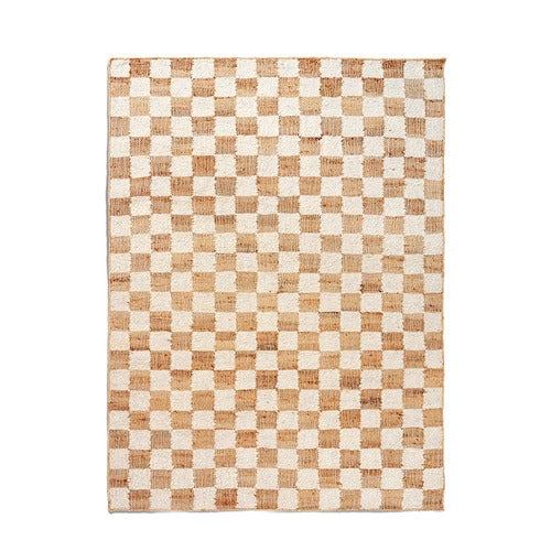 Håndvevd Ullteppe Check 140x200 cm Off-White