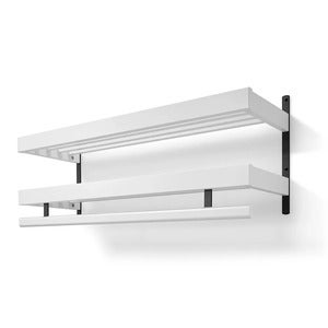 Nadja hattehylle 100 cm 2 nivåer Hvitlakkert bjørk/mattsvart stål