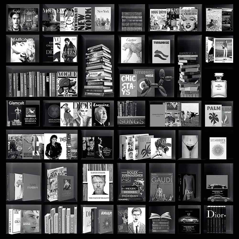 Veggdekorasjon Book Case Fashion Black 100 x 100 cm Artwood