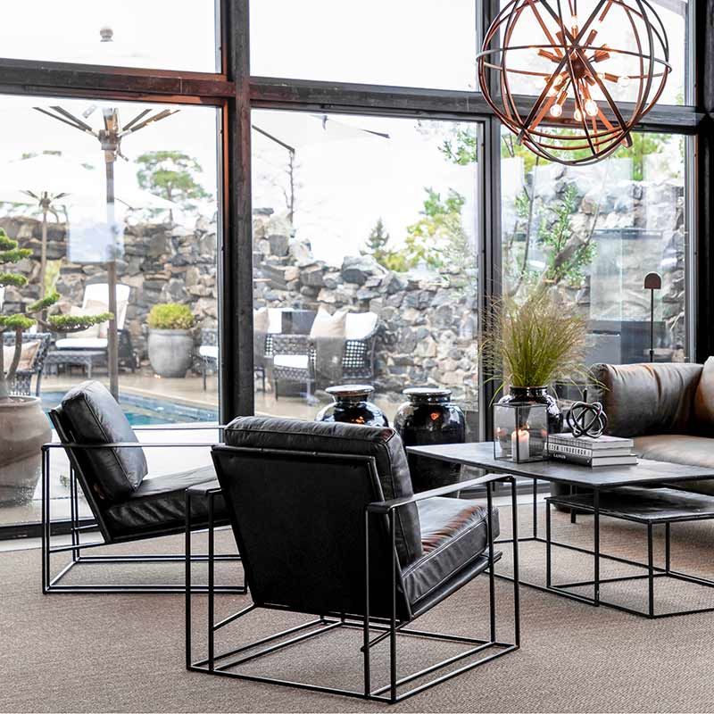 Bellagio lenestol skinn/metall Artwood