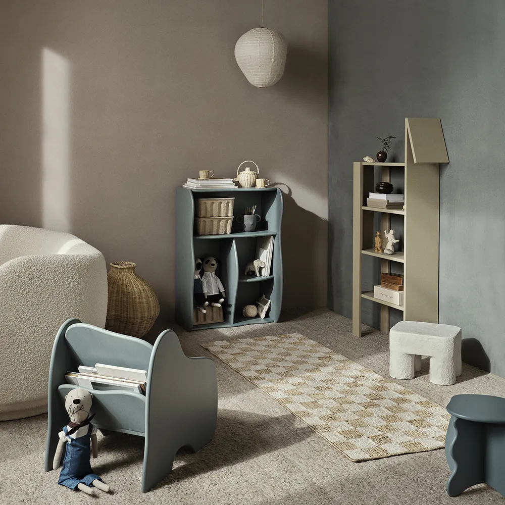 Håndvevd Ullteppe Check 70x180 cm Off-White