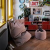 Point Terry pouf Cognac Creme