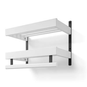 Nadja Hattehylle 50 cm 2 nivåer Hvitlakkert bjørk/mattsvart stål