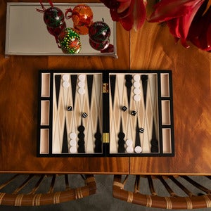 Backgammon Lakkert Black