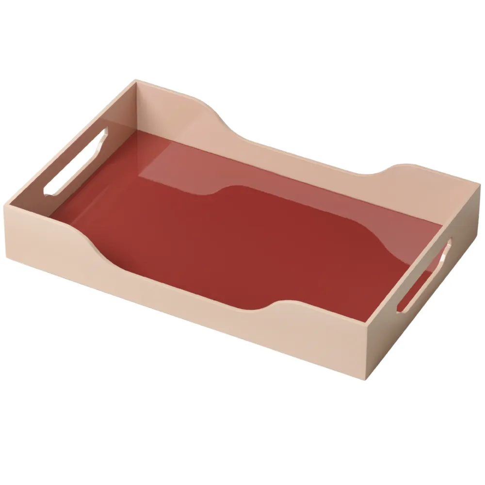 Printworks, Lacquered Tray - Swell, Maroon/Pink 34x20 cm