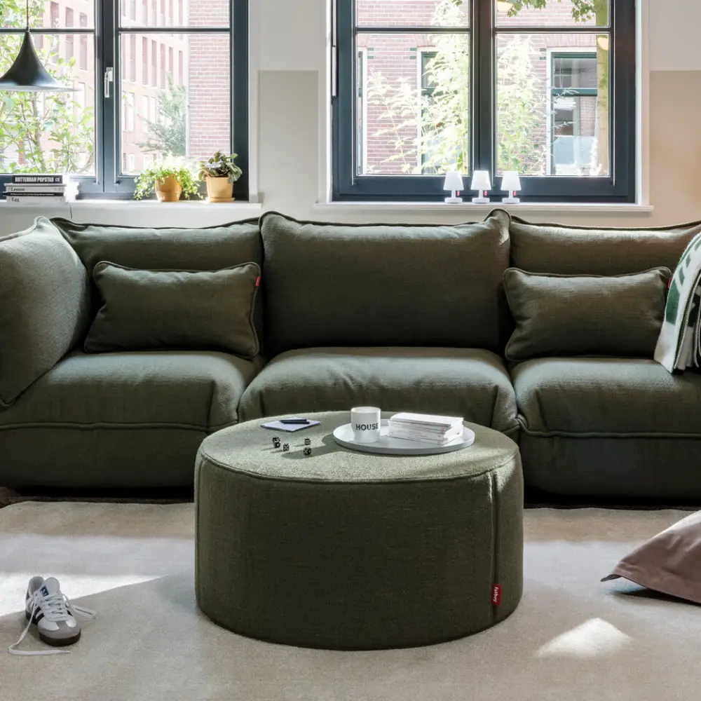 recycled puff pute boucle leaf green