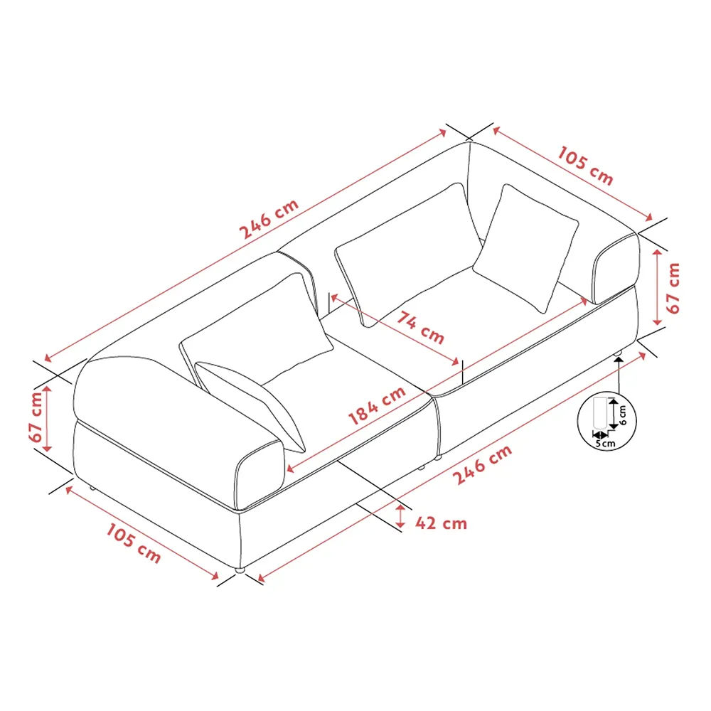 Falkner sofa 3-seter stoff Oscar lys beige