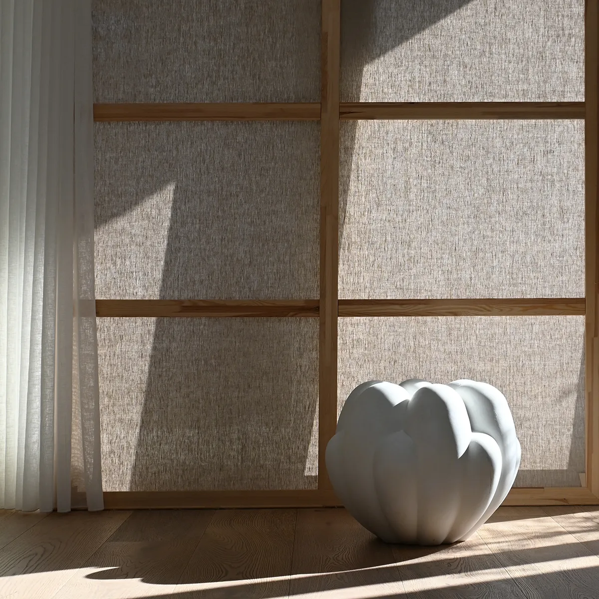 Håndlaget vase Bloom Big Bone White H44 cm