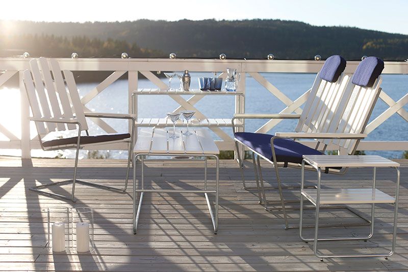 Sidebord L45 hvitlakkert eik Grythyttan Stålmöbler