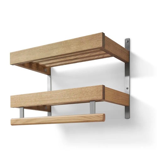 Nadja Hattehylle 50 cm 2 nivåer Oljet eik/slipte stål
