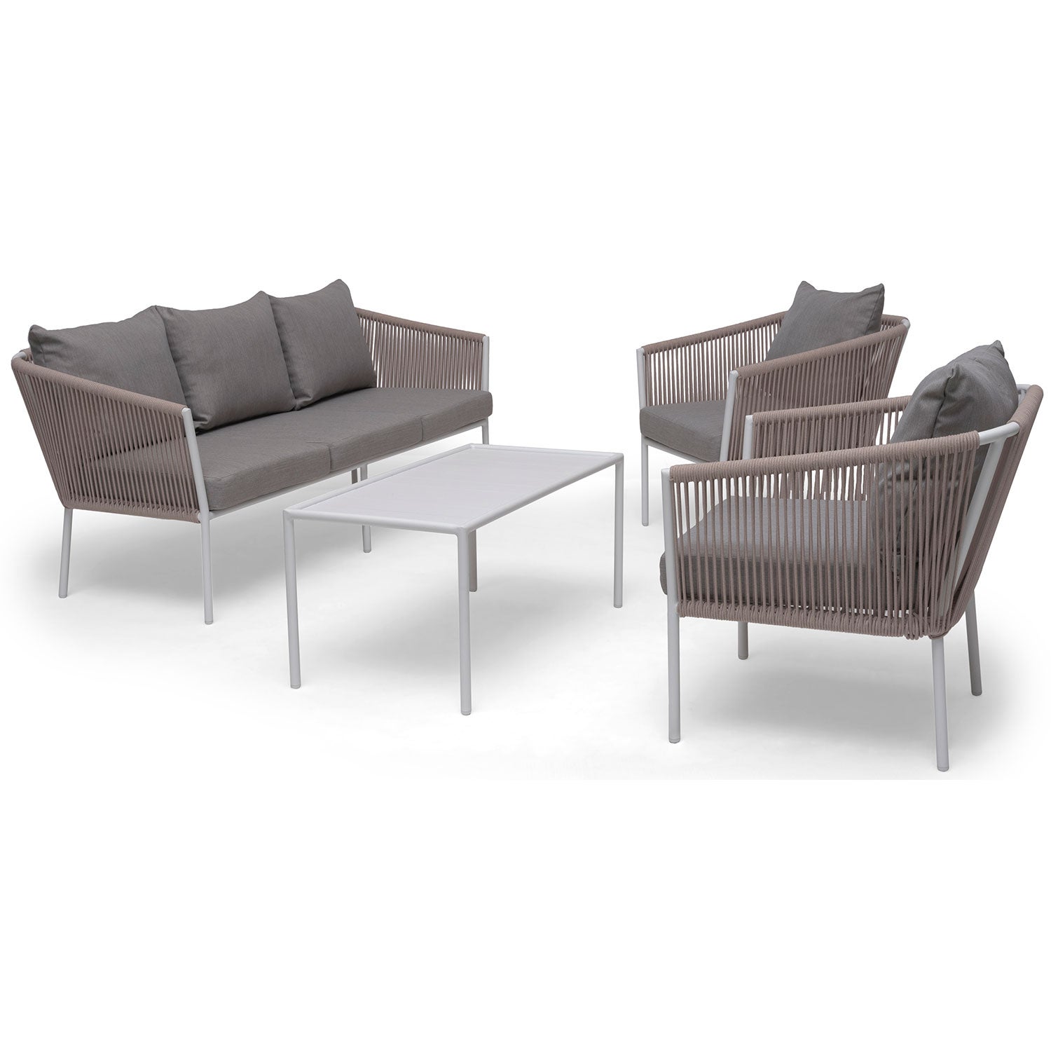 Lersund sofa gruppe hvit/beige aluminium