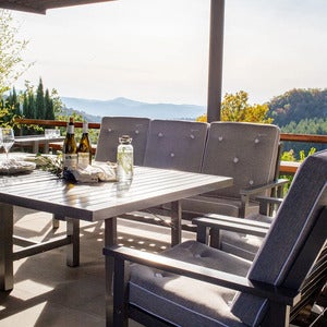 122x124cm H:65.5cm bord aluminium grå 