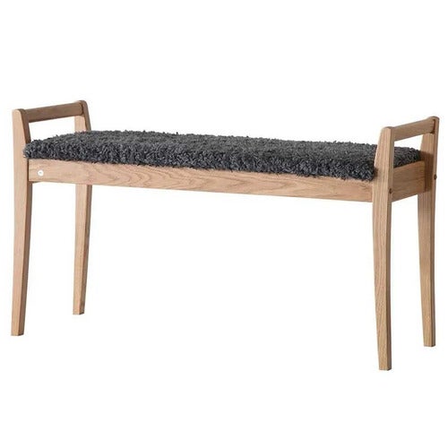 Meja Bench Hvitoljet eik/safeskinnlook Mørk grå