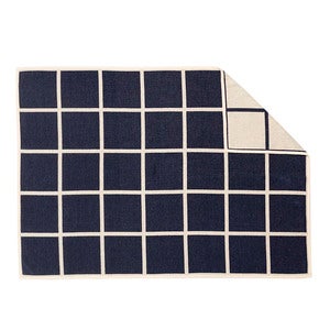 Vevd pledd i lammeull Criss Dark Blue